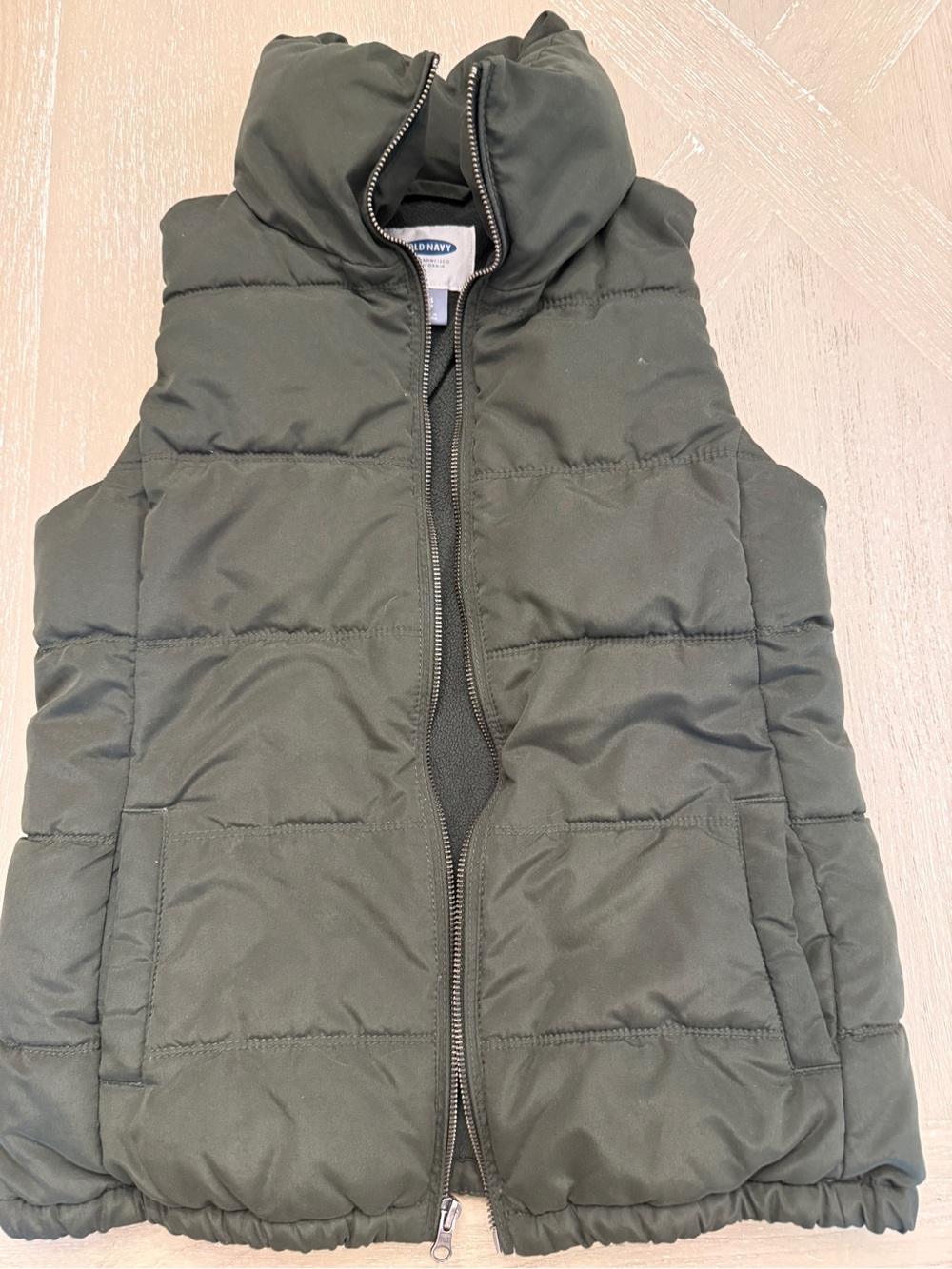 Old Navy Dark Olive Quilted Puffer Vest